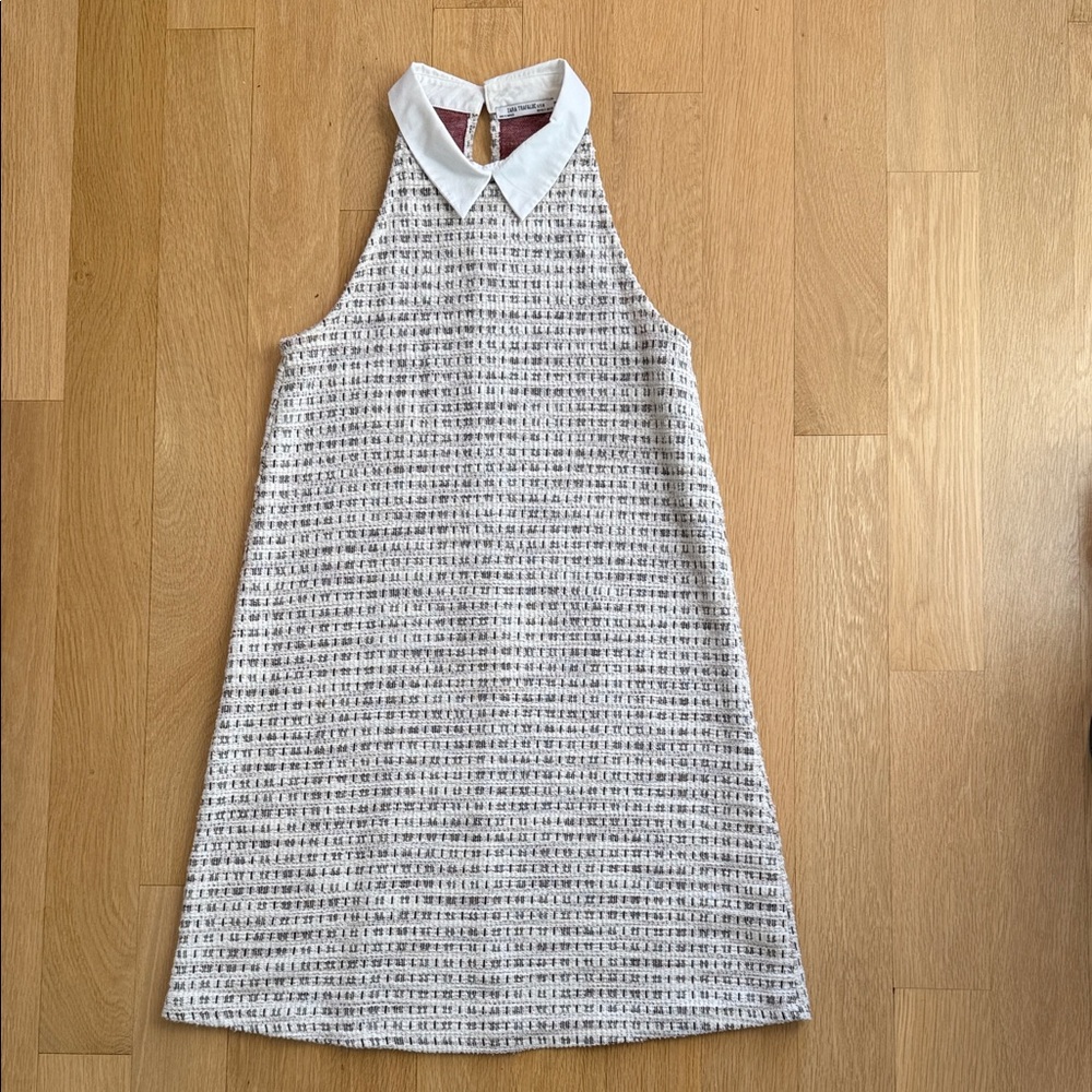 Zara White and Gray Tweed Dress